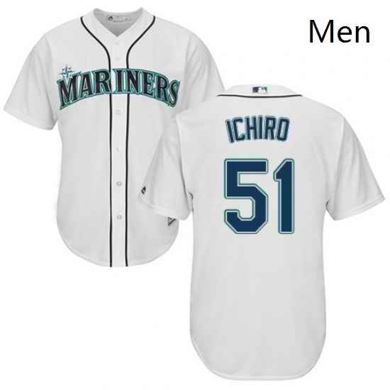 Mens Majestic Seattle Mariners 51 Ichiro Suzuki Replica White Home Cool Base MLB Jersey